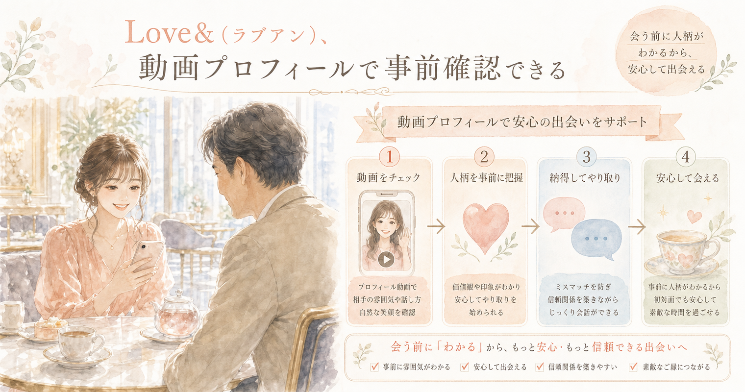 第4位:Love&(ラブアン)、動画プロフィールで事前確認できる