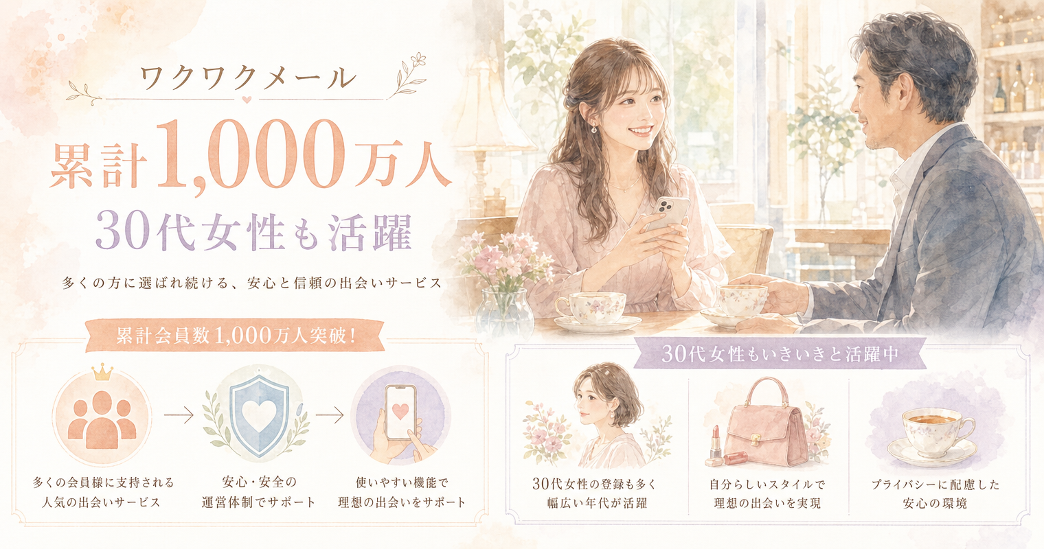 第9位:ワクワクメール、累計1,000万人・30代女性も活躍