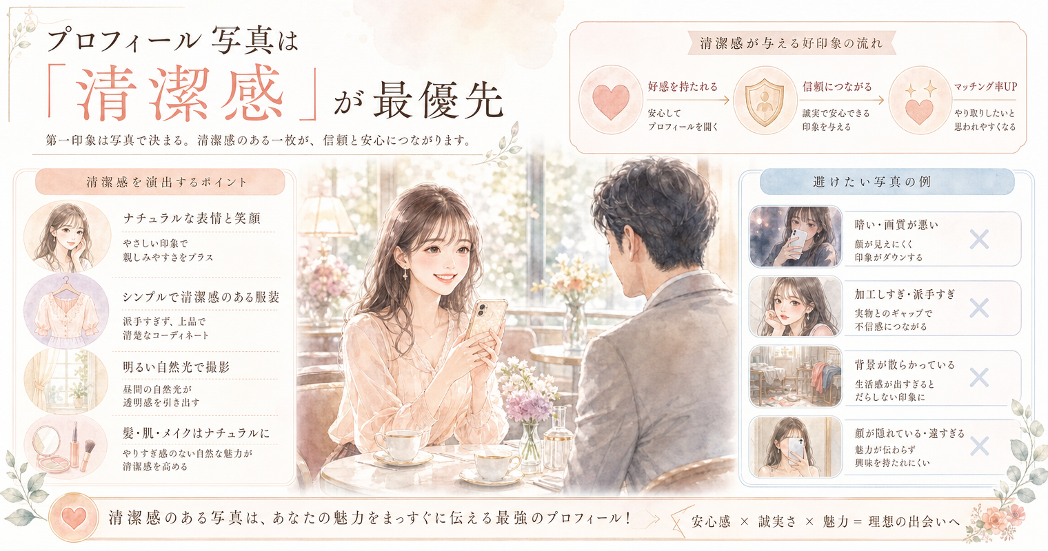 プロフィール写真は「清潔感」が最優先