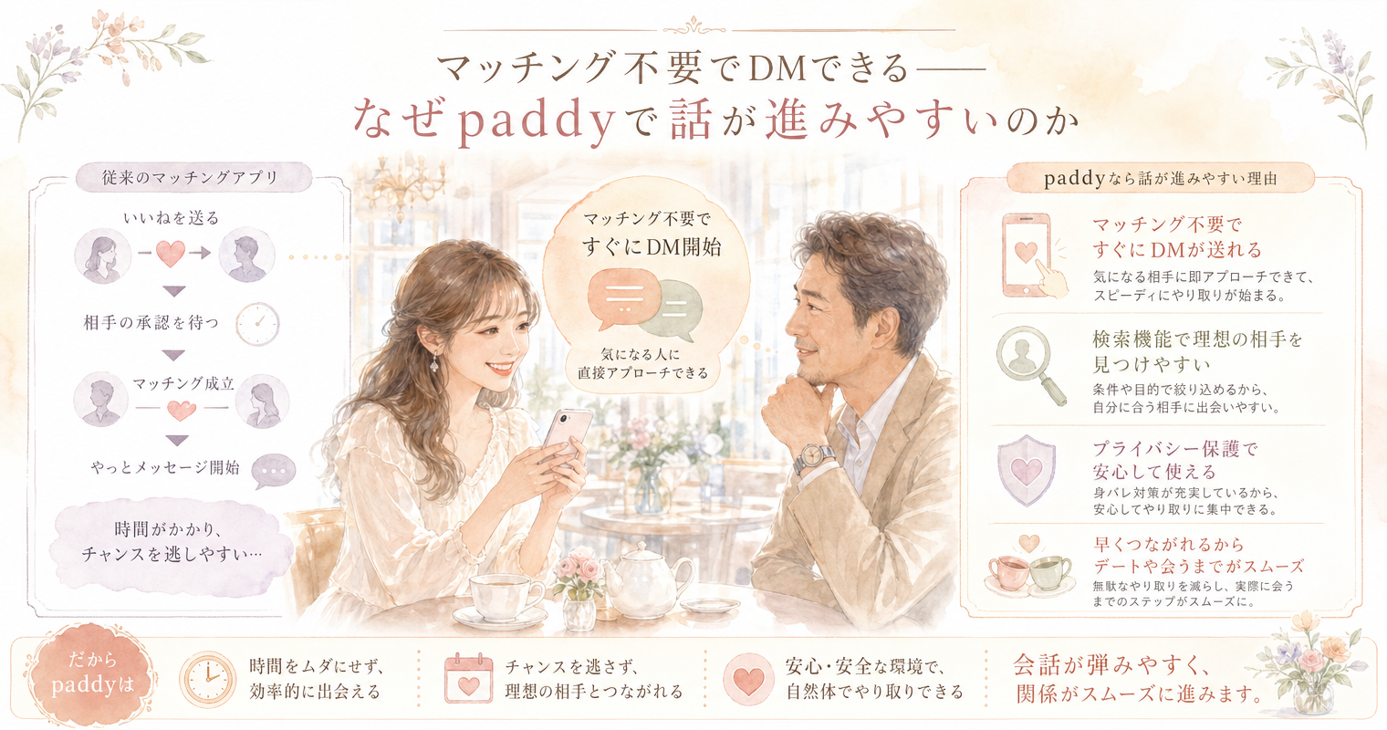 マッチング不要でDMできる——なぜpaddyで話が進みやすいのか