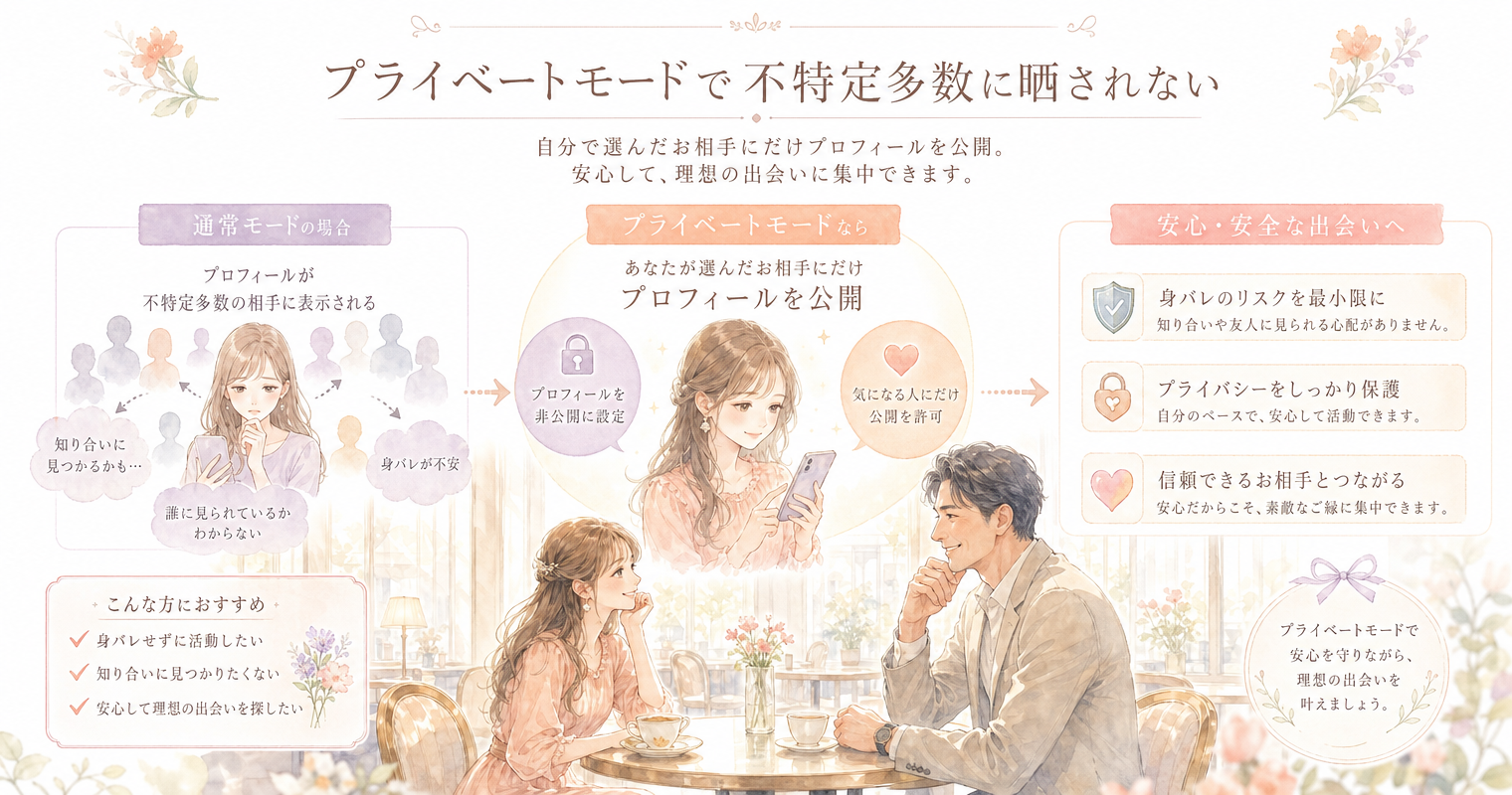 プライベートモードで不特定多数に晒されない